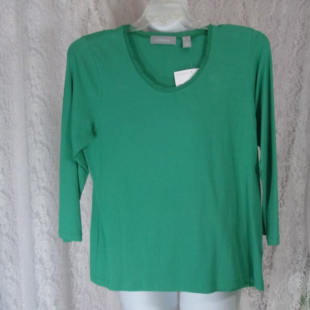 Liz Claiborne Jade Green Knit Top Blouse Size XL NWT
